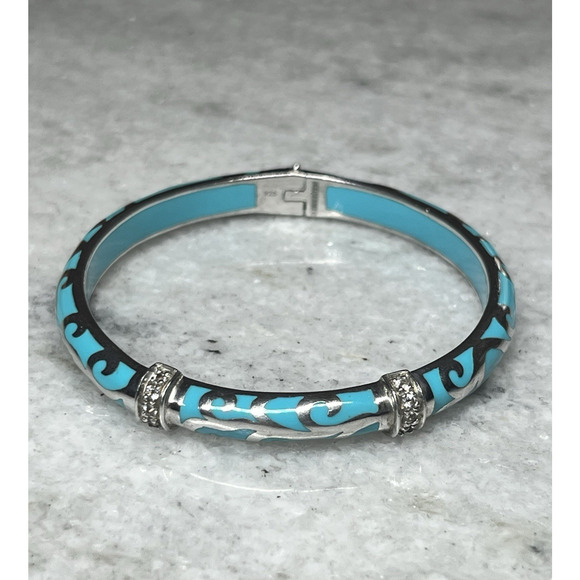 Angelique de Paris Veranda Bracelet Sterling Silver & Robins Egg Blue Resin - Picture 1 of 9